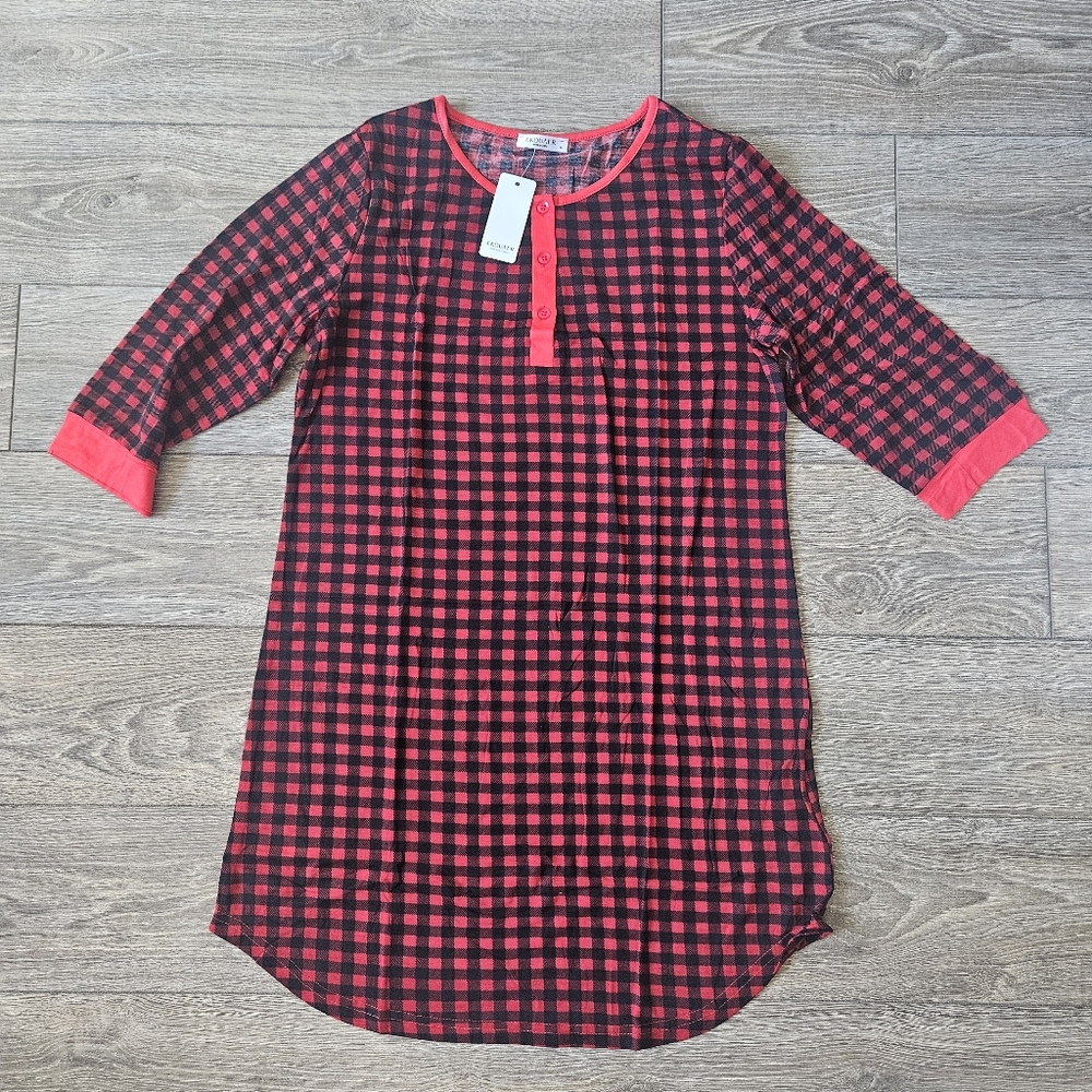 EKOUAER Red & Black Gingham Plaid Sleep Pajama Dress